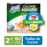 TOALLAS DE COCINA DESECHABLES SCOTT CALORIE ABSORB 2 ROLLOS