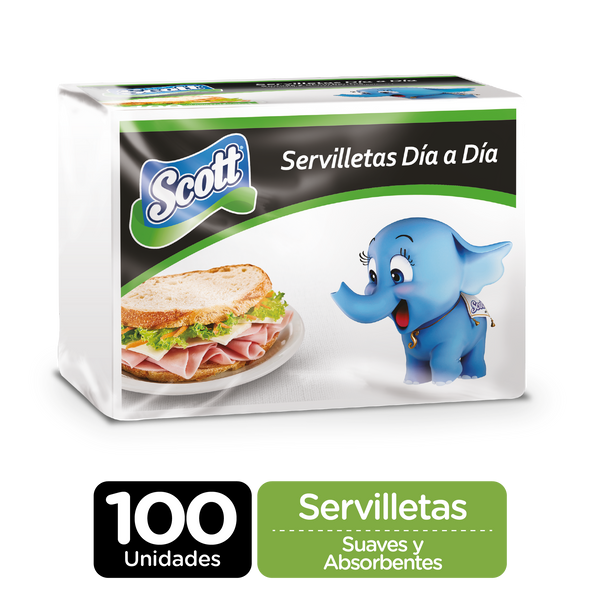 SERVILLETAS SCOTT DÍA A DÍA BLANCA, 100 UDS