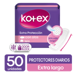 PROTECTORES DIARIOS KOTEX EXTRA LARGOS, 50 UDS