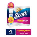 PAPEL HIGIÉNICO SCOTT RINDEMAX DOBLE HOJA, 4 ROLLOS