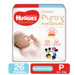 PAÑALES HUGGIES NATURAL CARE PURO Y NATUTAL ETAPA 1/P, 26 UDS