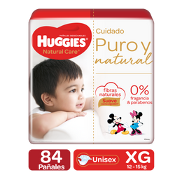 PAÑALES HUGGIES NATURAL CARE PURO Y NATUTAL ETAPA 4/XG, 84 UDS