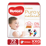 PAÑALES HUGGIES NATURAL CARE PURO Y NATUTAL ETAPA 5/XXG, 72 UDS