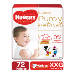 PAÑALES HUGGIES NATURAL CARE PURO Y NATUTAL ETAPA 5/XXG, 72 UDS