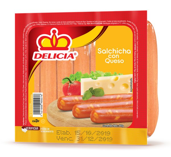 DELICIA SALCHICHA QUESO 445 G