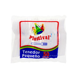 PLASTIVAL TENEDOR BLANCO PLASTICO PEQUEÑO 50 UNIDADES