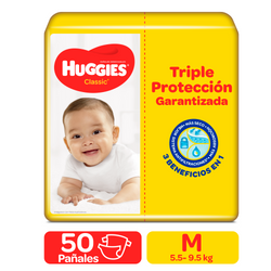 PAÑALES HUGGIES CLASSIC TRIPLE PROTECTION ETAPA 2/M, 50 UDS