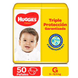 PAÑALES HUGGIES CLASSIC TRIPLE PROTECTION ETAPA 3/G, 50 UDS