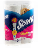 PAPEL HIGIÉNICO SCOTT RINDEMAX DOBLE HOJA, 6 ROLLOS