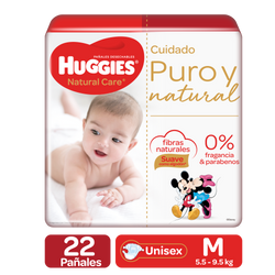 PAÑALES HUGGIES NATURAL CARE PURO Y NATUTAL ETAPA 2/M, 22 UDS