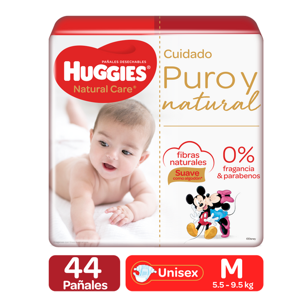 PAÑALES HUGGIES NATURAL CARE PURO Y NATUTAL ETAPA 2/M, 42 UDS