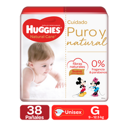 PAÑALES HUGGIES NATURAL CARE PURO Y NATUTAL ETAPA 3/G, 38 UDS