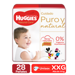 PAÑALES HUGGIES NATURAL CARE PURO Y NATUTAL ETAPA 5/XXG, 28 UDS