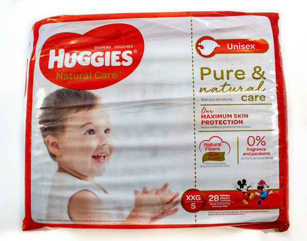 PAÑALES HUGGIES NATURAL CARE PURO Y NATUTAL ETAPA 5/XXG, 28 UDS