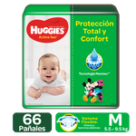 PAÑALES HUGGIES ACTIVE SEC ETAPA 2/M, 66 UDS