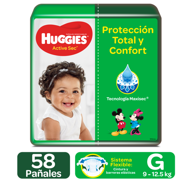 PAÑALES HUGGIES ACTIVE SEC ETAPA 3/G, 56 UDS