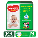 PAÑALES HUGGIES ACTIVE SEC ETAPA 2/M, 144 UDS