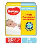 PAÑALES HUGGIES CLASSIC TRIPLE PROTECTION ETAPA 1/P, 50 UDS