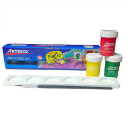 ARTESCO TEMPERAS 6 COLORES INTENSOS MAS 1 PINCEL